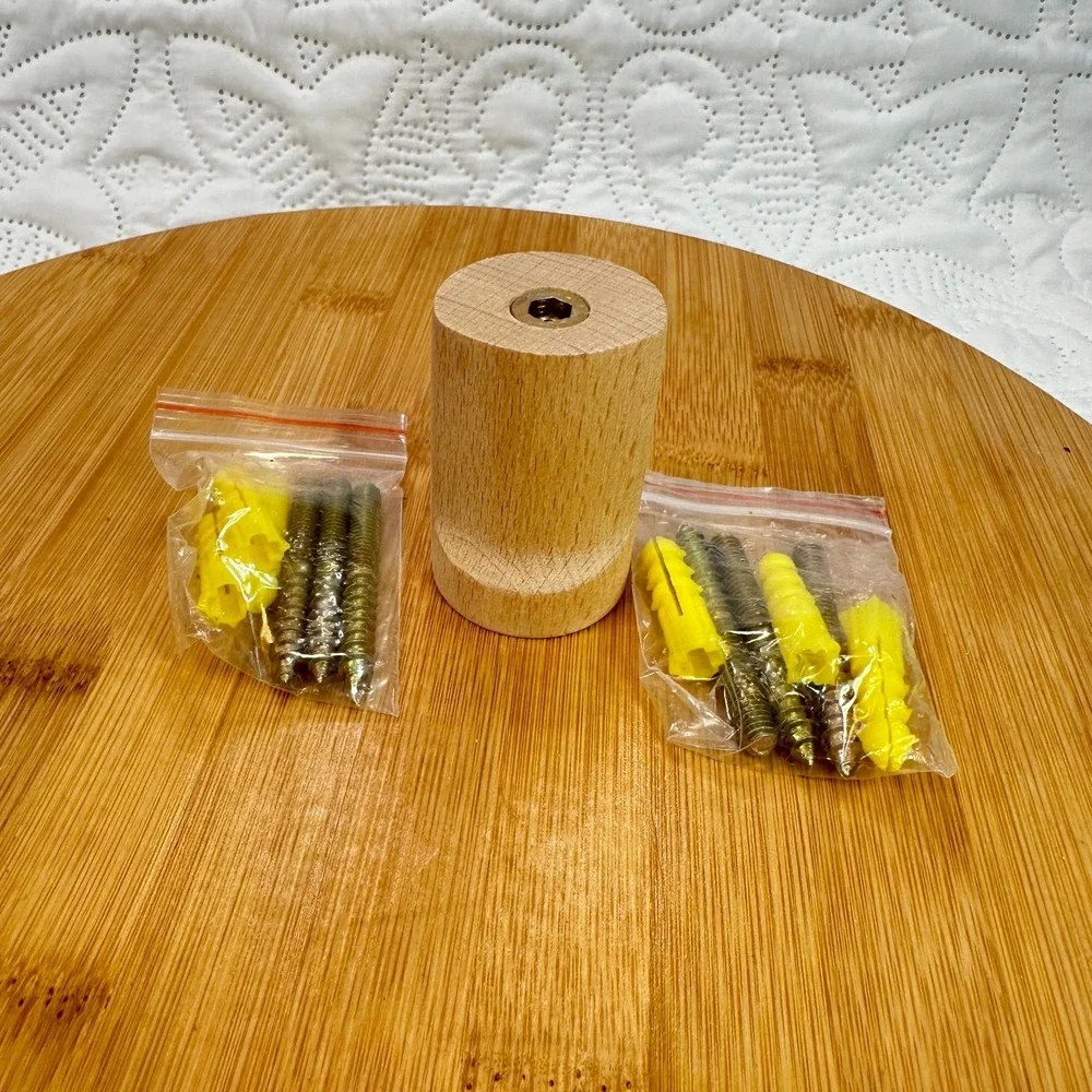 Natural Wooden Wall Hooks - Pack of 6 - Wall Mounted Hook - Modern Wood Pet Rack